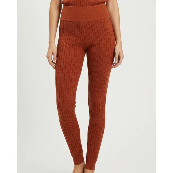Live Life Breathe Brands Pants - Daisy Rust ribbed knit high-waist leggings medium